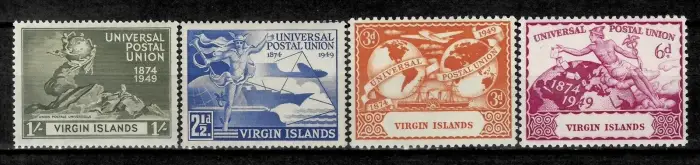 British Virgin Islands stamps year 1949 Universal Postal Union UPU set