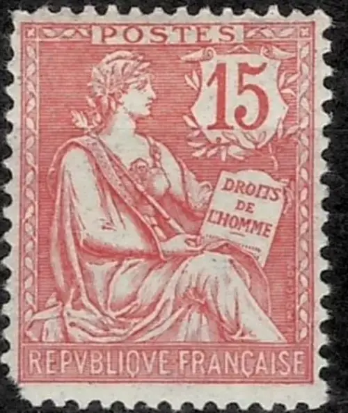 France postage stamp year 1902 15c pale red Mouchon