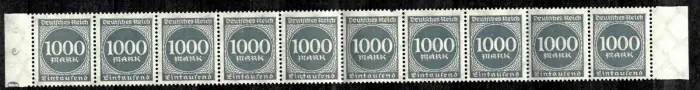 Germany Weimar Republic stamps year 1923 1000 mark strip