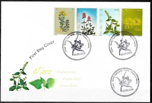 Kosovo postage stamps year 2008 Medicinal Plants - FDC