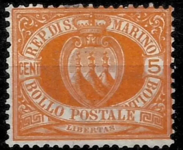 San Marino postage Stamp year 1890 5 Cent Orange