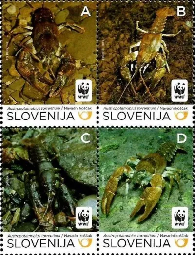 Slovenia postage stamps year 2011 - WWF - Stone Crayfish