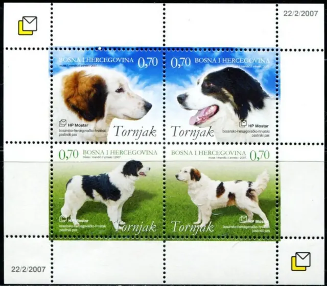 Bosnia - Mostar postage stamps year 2007 Fauna - Local Dog Breeds