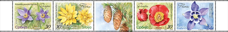 Serbia postage stamps year 2022 Flora - Flowers set