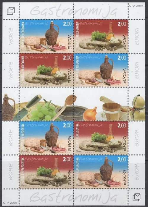 Bosnia postage stamps year 2005 Europa CEPT - Gastronomy