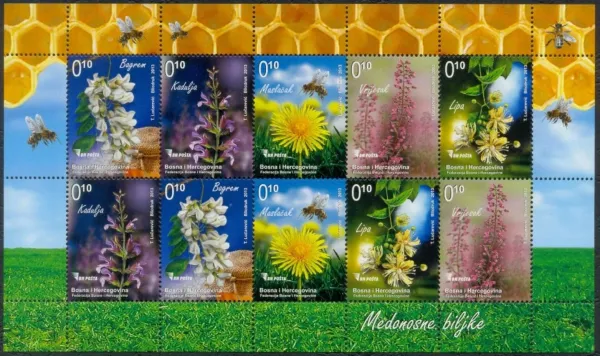 Bosnia postage stamps year 2013 Flora - Flowers - Bee Honey Plants