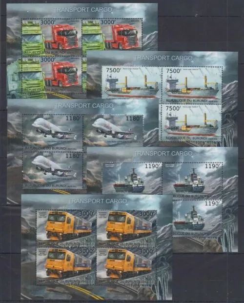 Burundi postage stamps year 2012 Cargo Transport MSS set