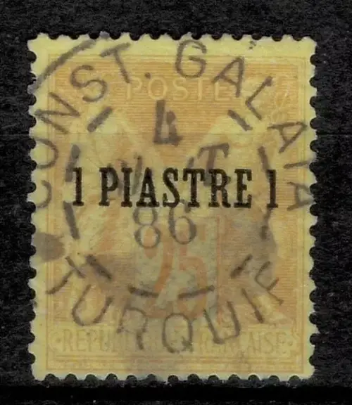 French stamp Post in Turkish Empire year 1885 1pi on 25c