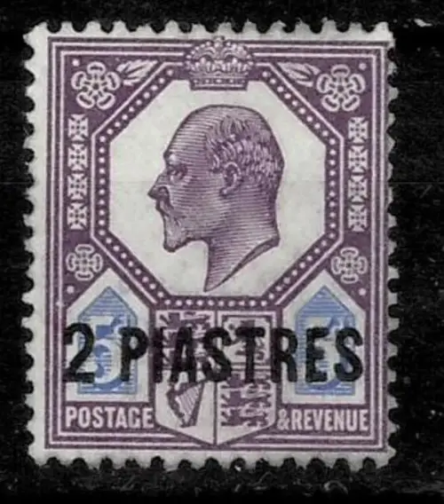 Great Britain post in Turkish empire 1906 2 piastres stamp