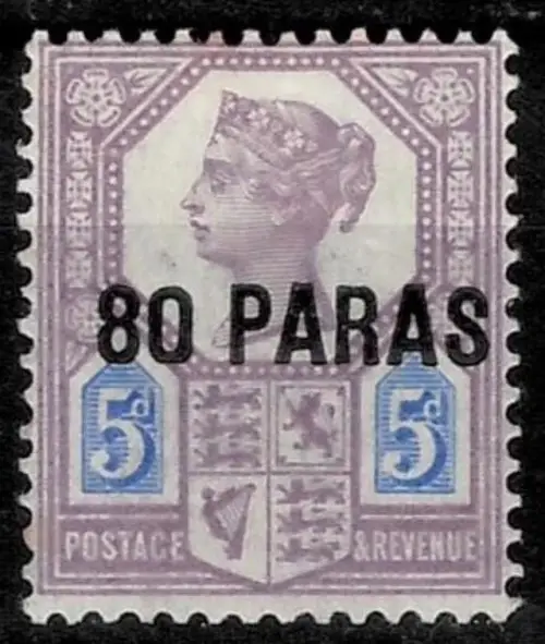 Great Britain post in Turkish empire year 1887 80 paras