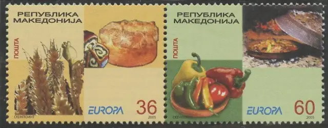 Macedonia postage stamps year 2005 Europa CEPT - Gastronomy