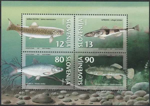 Slovenia postage stamps year 1997 Freshwater Fishes