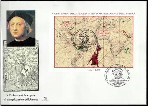 Vatican FDC stamps year 1992 Anniversary of the Discovery of America