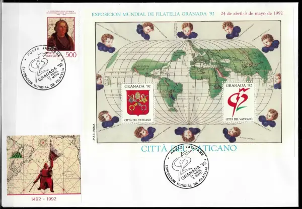 Vatican - Granada stamps FD cover year 1992 Anniversary of the Discovery of America