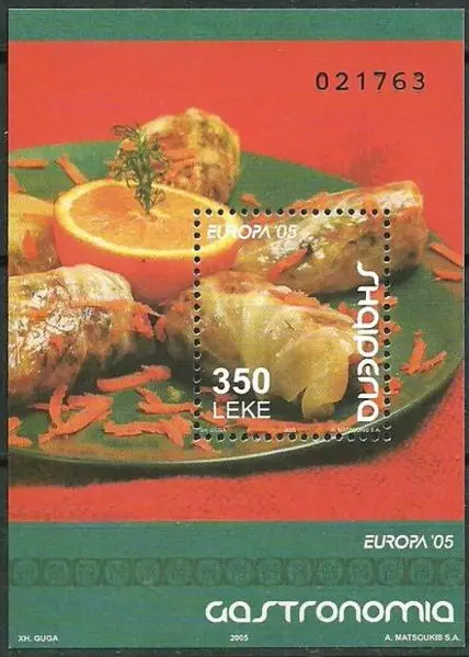Albania postage stamps year 2005 Europa CEPT - Gastronomy