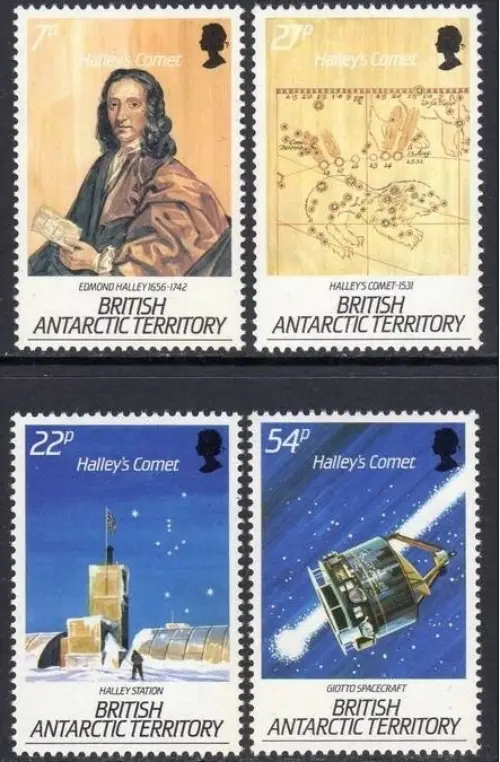 British Antarctic Territory stamps year 1986 Space Halley´s Comet full set
