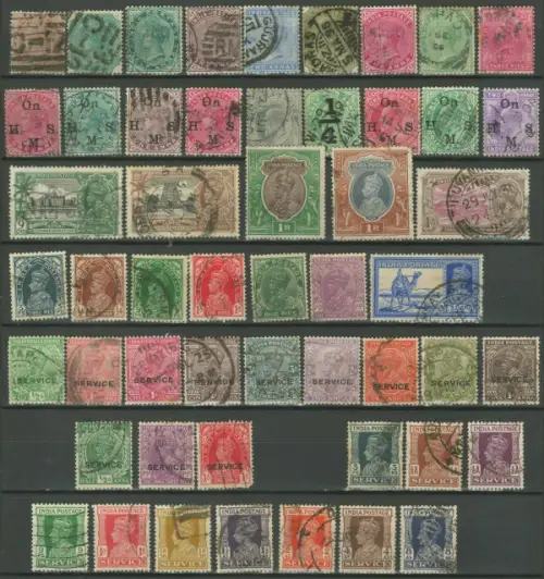 British India postage stamps year 1866 - 1937 Collection