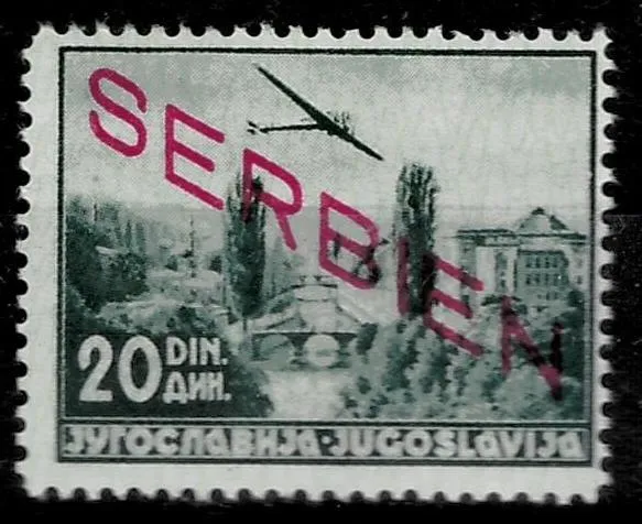 German occupation of Serbia stamp year 1941 20d Airmail