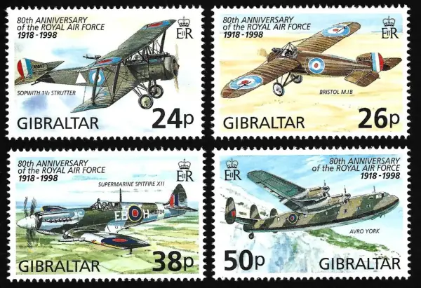 Gibraltar postage stamps year 1998 RAF Royal Air Force Aircraft