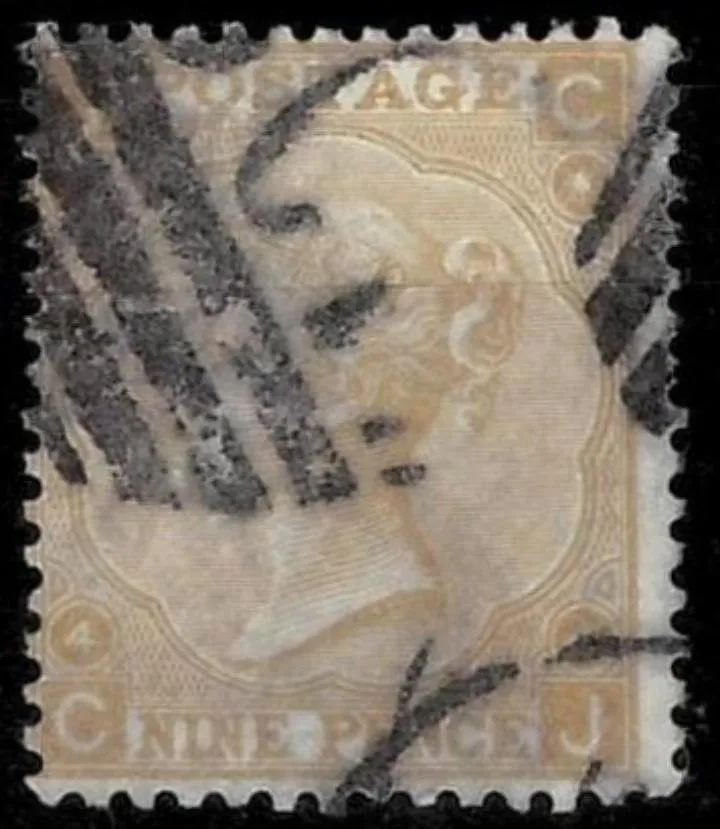 Great Britain Queen Victoria 1867 9d Straw stamp (SG 110)