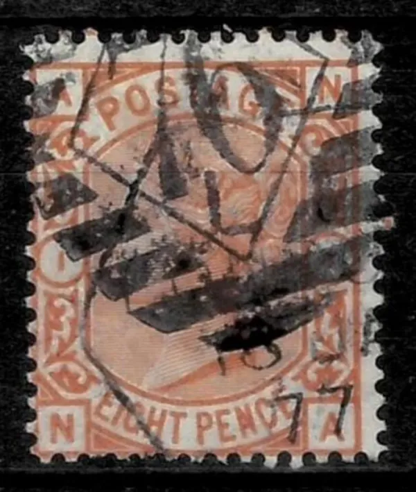 Great Britain postage stamp QV year 1876 8d Orange SG 156