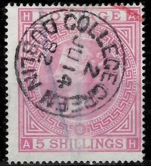 Great Britain postage stamp year 1867–1882 5sh Rose SG126 H-A Fine used