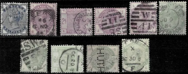 Great Britain postage stamps QV 1883 SG 187-196 full set of 10