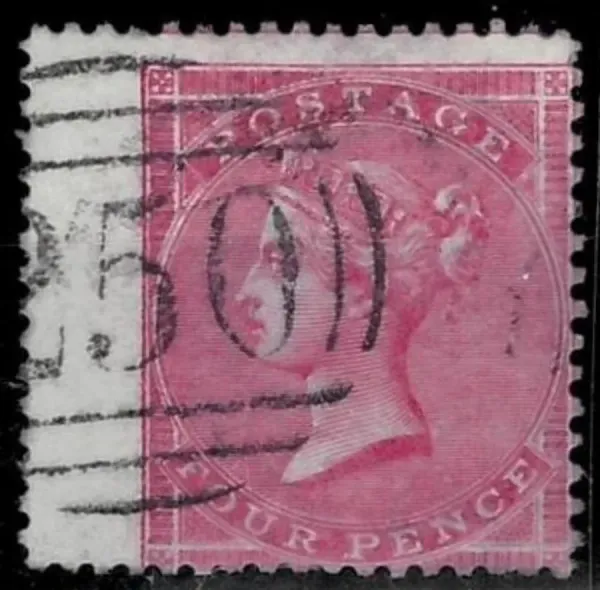 Great Britain postage stamps QV year 1857 4d ROSE CARMINE