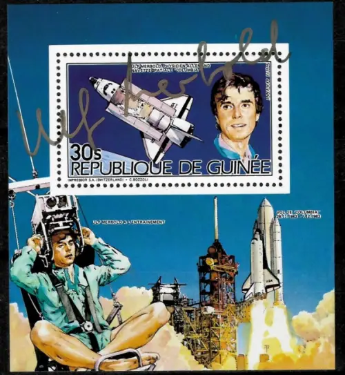 Guinea postage stamps year 1985 Space Shuttle Columbia, Ulf Merbold