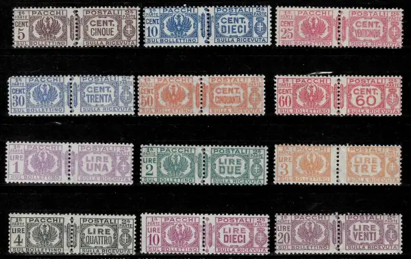 Italy postage stamps year 1927 Pacchi Postali complete MNH set