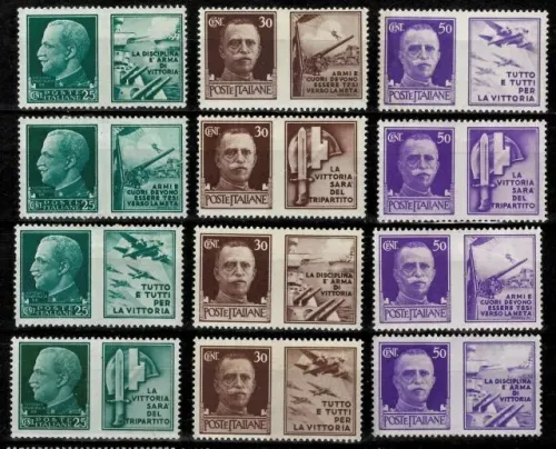 Italy postage stamps year 1942 War Propaganda - unused MH set