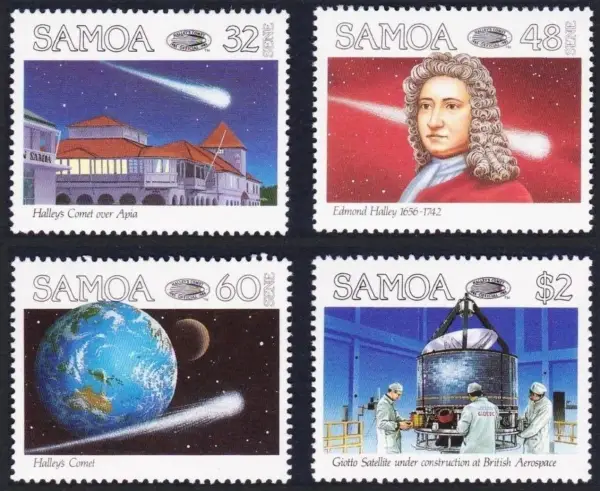 Samoa postage stamps year 1986 Space Halley´s Comet full set