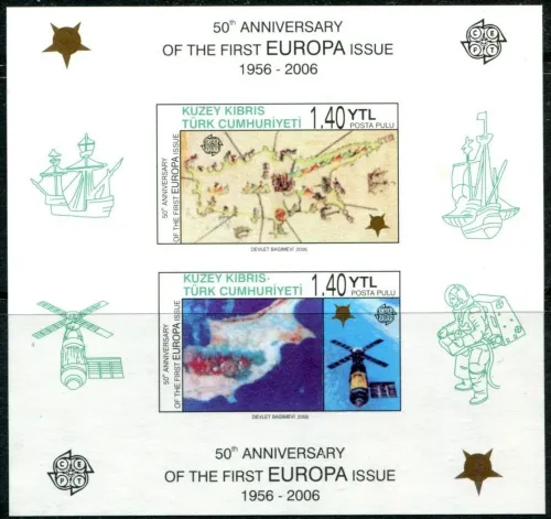 Turkish Cyprus postage stamps year 2006 Anniversary of First EUROPA Stamps