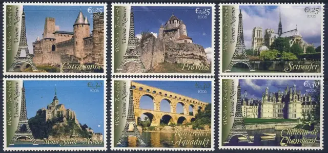 United Nations Vienna stamps year 2006 UNESCO World Heritage - France set