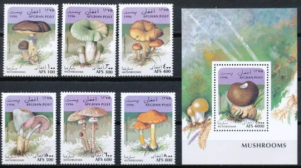 Afghanistan year 1996 stamps Nature - Mushrooms full set