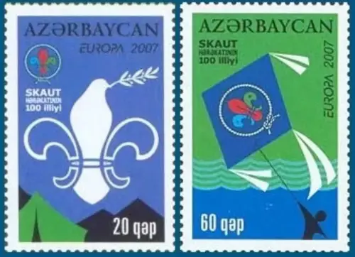 Azerbaijan  post stamps year 2007 Europa Cept - 100 Years of Scouting