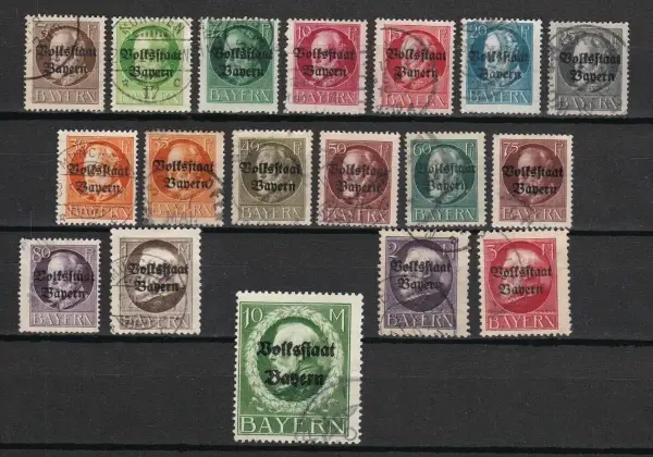 Bayern postage stamps set year 1919 Used