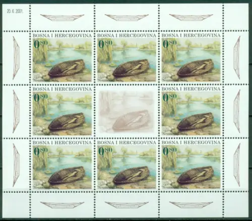 Bosnia Mostar postage stamps year 2001 Neretva Boat