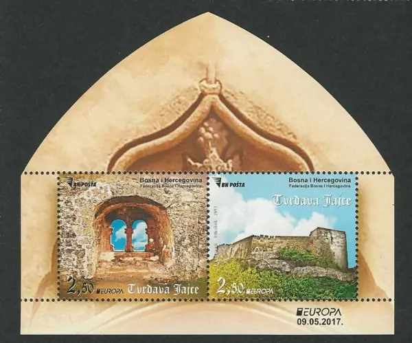 Bosnia postage stamps year 2017 Europa CEPT Castles - Jajce Fortress