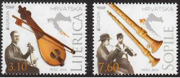 Croatia 2014 Europa CEPT - Folk Music Instruments stamps set