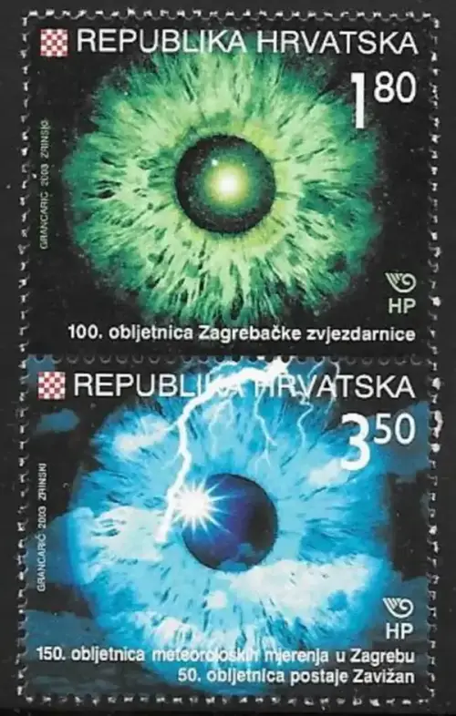 Croatia postage stamps year 2003 Meteorology and Astronomy