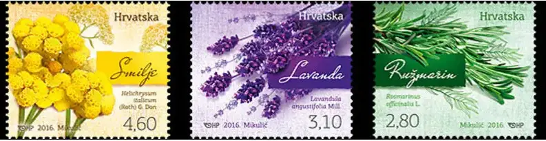 Croatia postage stamps year 2016 Croatian Flora 3v set