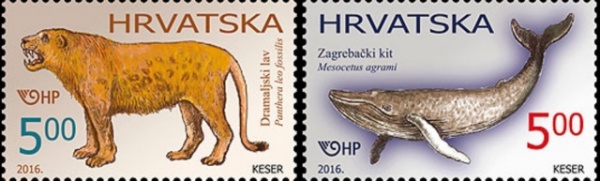 Croatia postage stamps year 2016 Paleontology 2v set