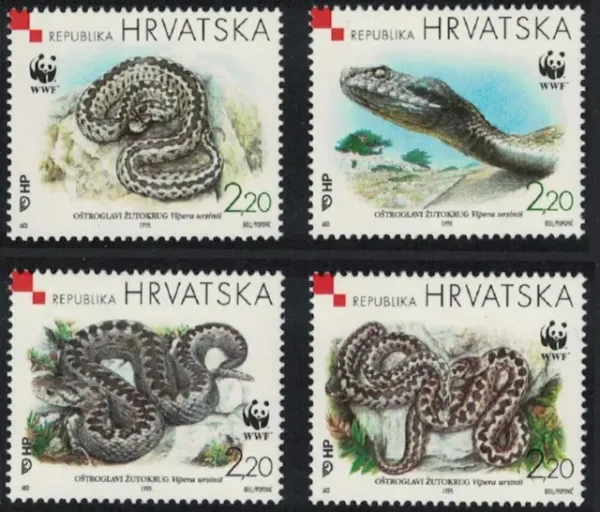 Croatia stamps year 1999 Fauna - The Meadow Viper set