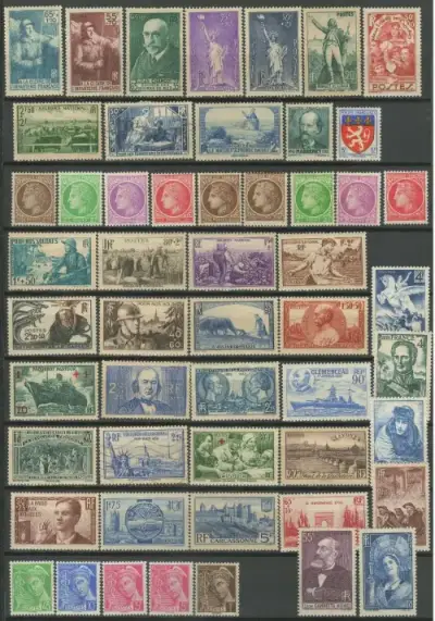 France postage stamps year 1935 - 1950 Charity Red cross lot