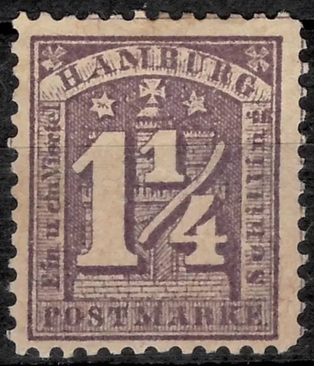 German State Hamburg stamp year 1864 1¼ Schilling