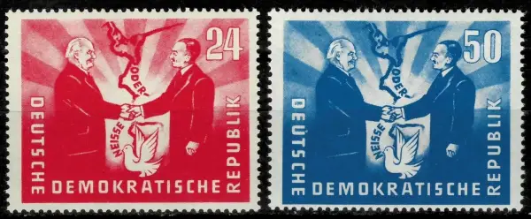 Germany DDR stamps year 1951 Treaty Between Poland & East Germany