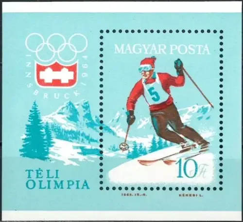 Hungary year 1964 Innsbruck Winter Olympics postage stamp