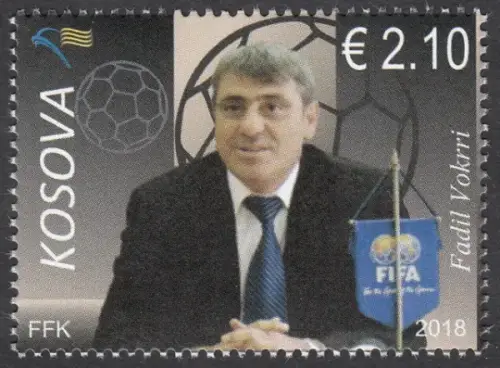Kosovo postage stamp year 2018 Fadil Vokri, Football legends - Soccer