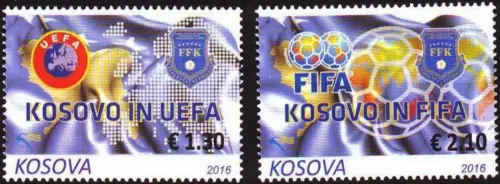 Kosovo year 2016 UEFA and FIFA Football Soccer stamps set